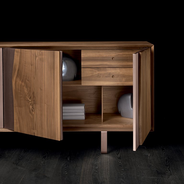 CREDENZA VERO - IN NOCE O ROVERE MASSELLO CON BASAMENTO MINIMAL