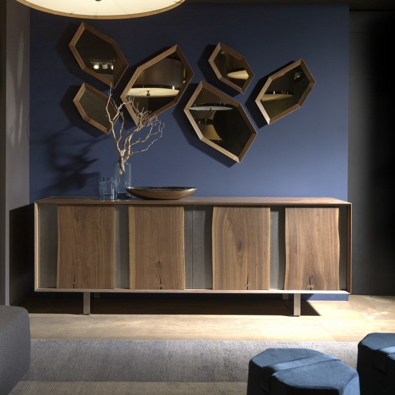 CREDENZA VERO - IN NOCE O ROVERE MASSELLO CON BASAMENTO MINIMAL