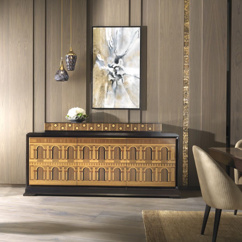 CREDENZA PALAZZI - LEGNO INTARSIATO A MANO