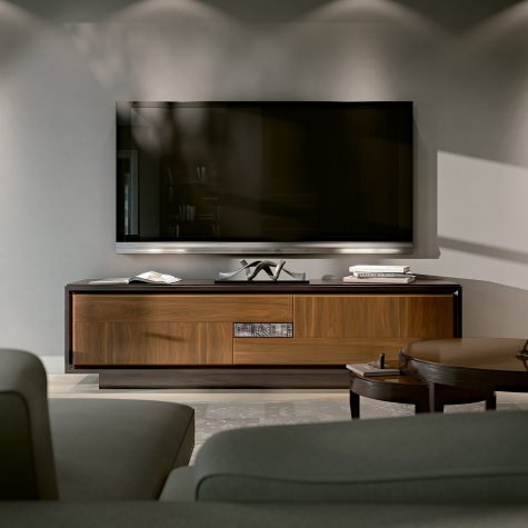 CREDENZA SEGRETI - CON PORTA TV IN ROVERE E VANO SEGRETO