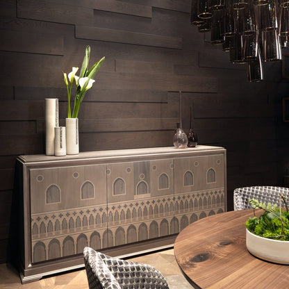 CREDENZA PALAZZI - IN LEGNO INTARSIATO A MANO