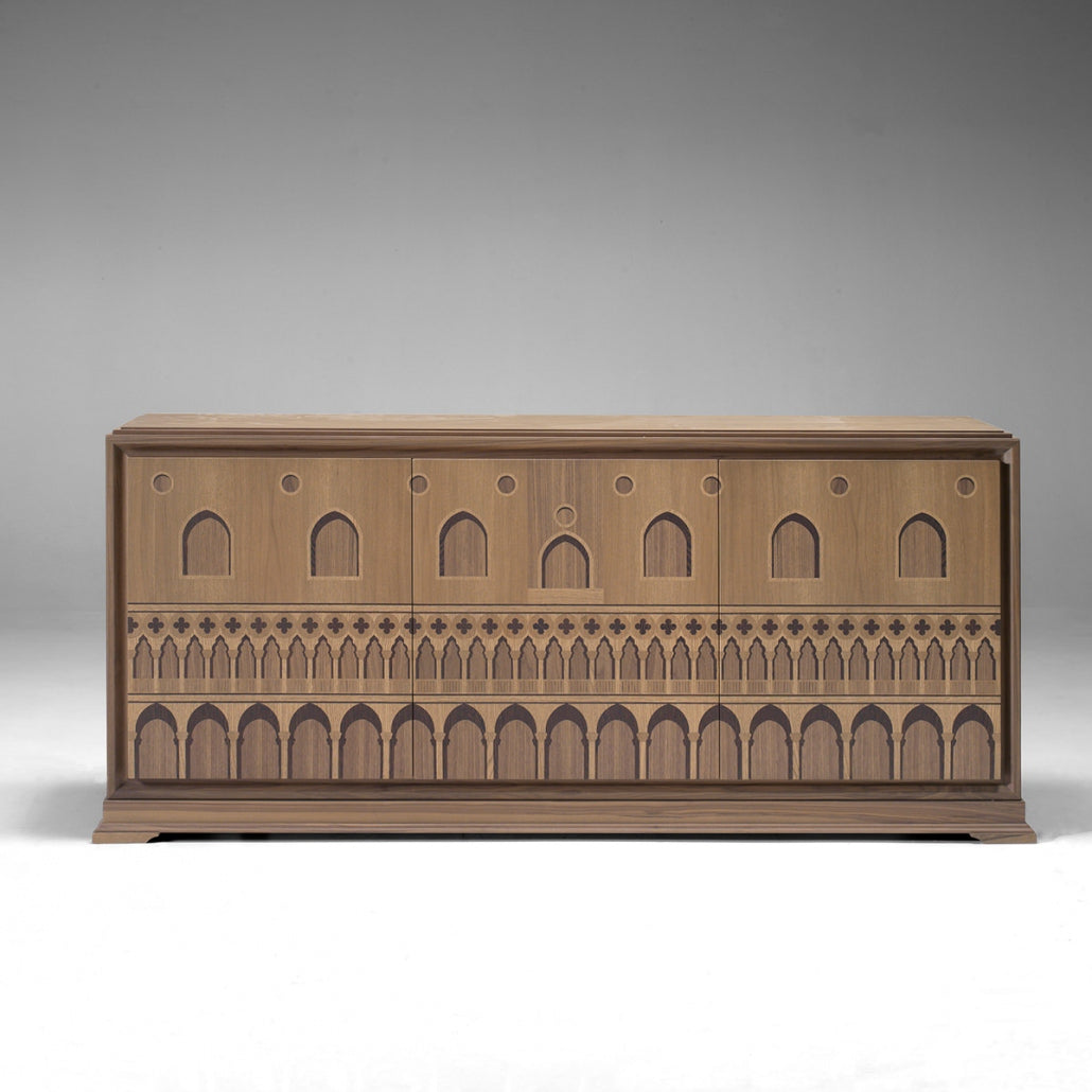 CREDENZA PALAZZI - IN LEGNO INTARSIATO A MANO